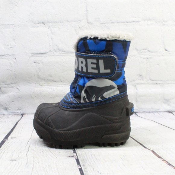 Sorel Other - Sorel Toddler Blue Camo Fleece Lined Commander Winter Snow Boots Size 4